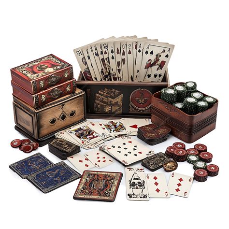 vintage playing cards chips  boxes  white background premium ai