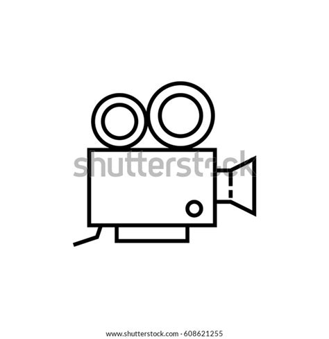 Retro Film Camera Outline Icon Stock Vector (Royalty Free) 608621255 ...