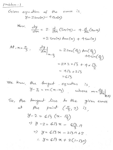 Solved Cc 10 Problem 1 1 Point Find The Equation Of The Tangent Line To Course Hero