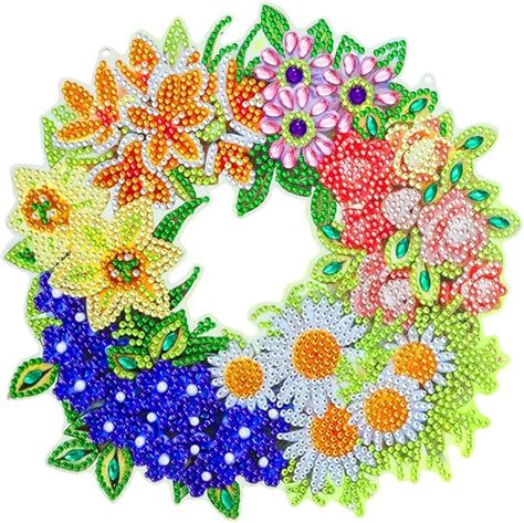 Azuraokey Colorful Flowers Diamond Painting Wreath Kits D Diamond