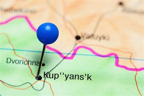 Kupyansk pinned on a map of Ukraine Stock Photo by ©dk_photos 127846400