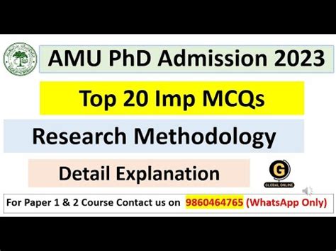 Amu Phd Amu Pyqs Top Mcqs On Research Methodology Amu Phd