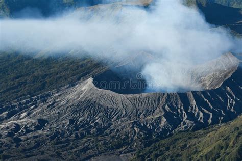 Mountain Bromo Active Volcano Crater In East Jawa Indonesia Stock