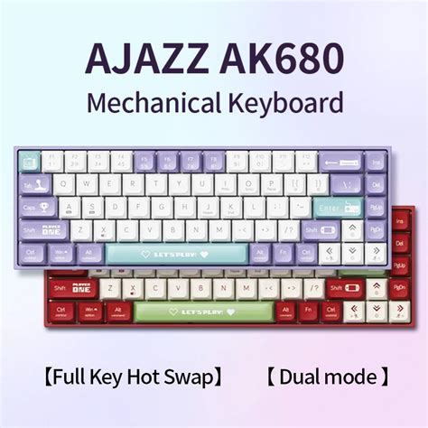 Ajazz Ak Mechanical Keyboard Key G Wireless Bluetooth Hot Swap Abs Keycap Customized