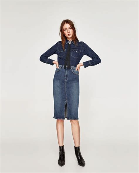 Image 1 Of DENIM MIDI SKIRT From Zara Denim Women Denim Midi Skirt