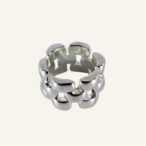 BAGUE EN ARGENT MASSIF MAILLE GRAIN DE RIZ