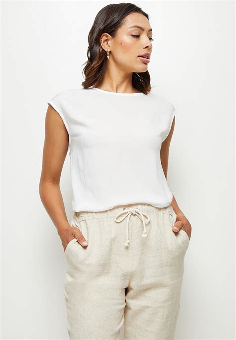 Basic Woven Shell Plain Milk Edit Blouses Superbalist