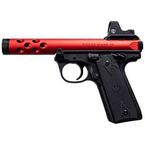 Ruger Mark Iv 2245 Lite 22 Long Rifle 44in Red Anodized Pistol 101 Rounds Sportsmans