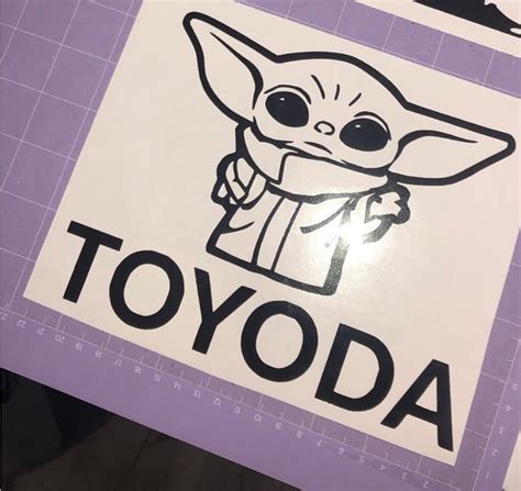 Permanent Toyoda Decal Sticker Baby Yoda Decal Star Wars Etsy