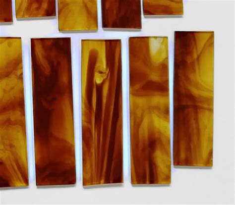 Amber Brown Streaky Stained Glass Strips Two Pounds Medium Pieces Mosaic Crush Glass Glass