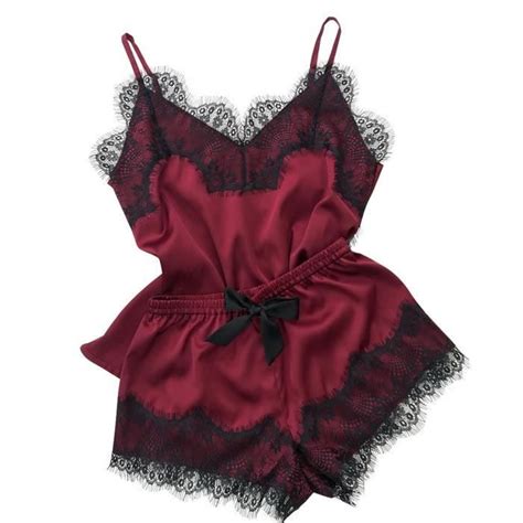 Nouveau Sexy Satin Soie Pyjama Lingerie Femmes Sous Vêtements Vêtements De Nuit Satin l