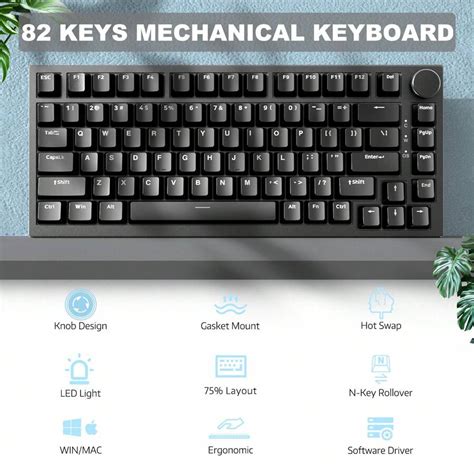 AJAZZ AK820 75 Wired Mechanical Keyboard Hot Swappable Gasket Mount Gaming Keyboard White Blue