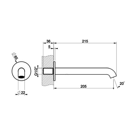 Gessi 66102 149 ORIGINI Bocca Vasca P 22 Cm Da Parete Finitura Finox