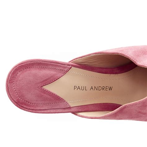 Paul Andrew Blush Pink Suede Leather Point Toe Slim Heel Mule Pumps