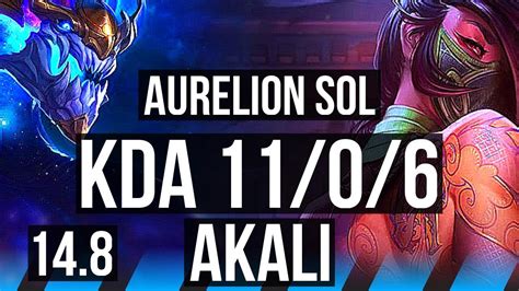 AURELION SOL Vs AKALI MID 11 0 6 Legendary 600 Games KR Master