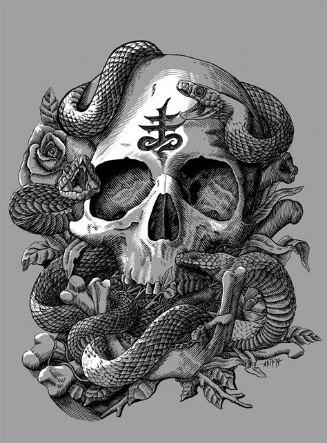 Skull And Snake Tattoo Designs