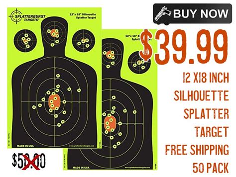 Splatterburst 12 X18 Inch Silhouette Target 50 Pack 3999 Free Sandh