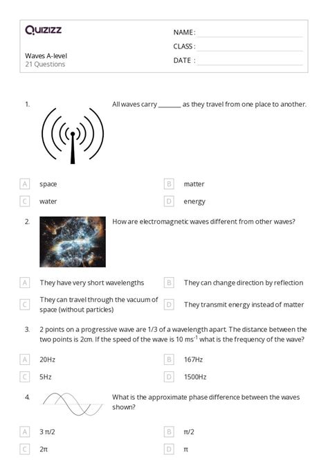 Printable Oscillations And Mechanical Waves Worksheets For Year