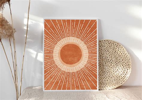 Mid Century Modern Wall Art Set Of 3 Prints Burnt Orange 3 Etsy