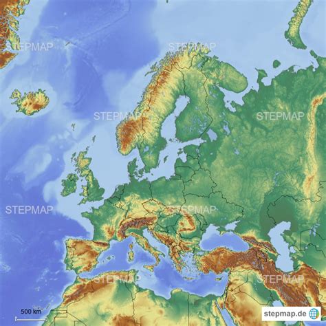 StepMap Europa physisch stumm Landkarte für Deutschland