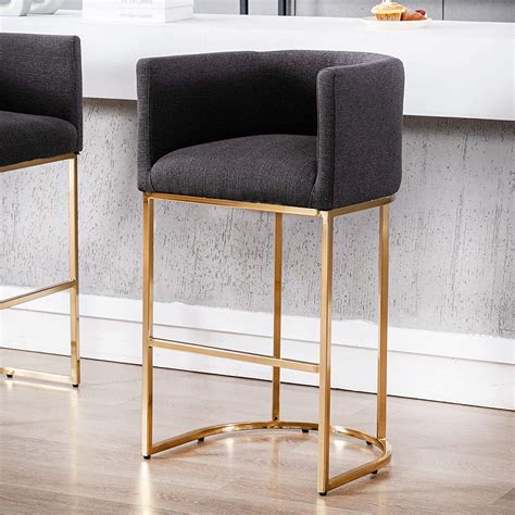 Aokhnbf Modern Counter Height Linen Fabric Upholstered Counter Stool 24