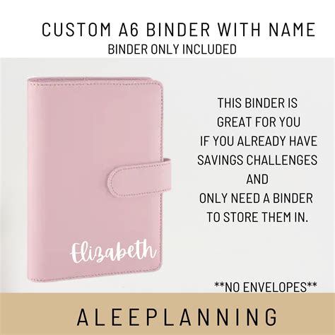 Custom Pink A6 Binder With Name Binder ONLY Cash System Bindersavings ...