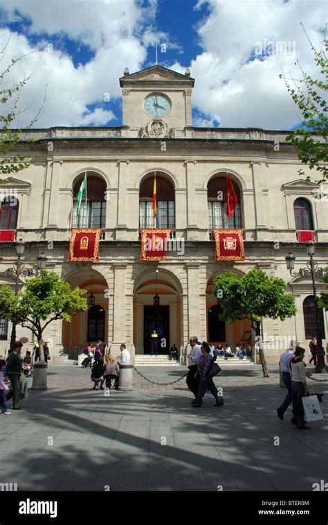 The town hall in the Plaza Nueva, Seville, Seville Province, Andalucia, Spain, Western Europe ...