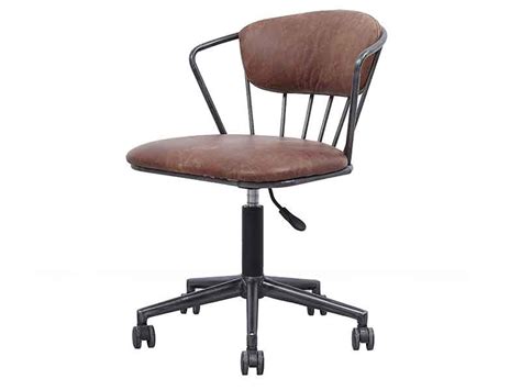 Vintage Leather Office Chair with Wheels