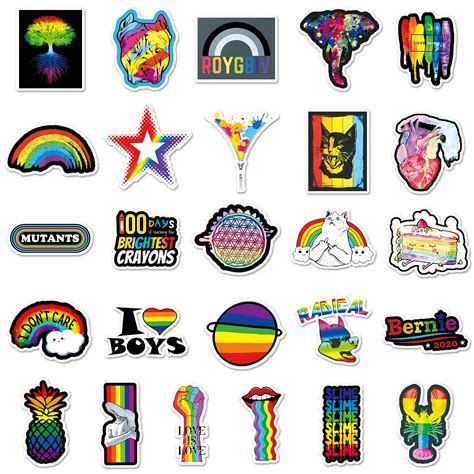 50pcs Trendy Rainbow Gay Pride Love Equality Bisexual Lgbt Sticker