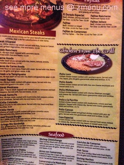 Menu at El Dorado Mexican Restaurant, Wilmington