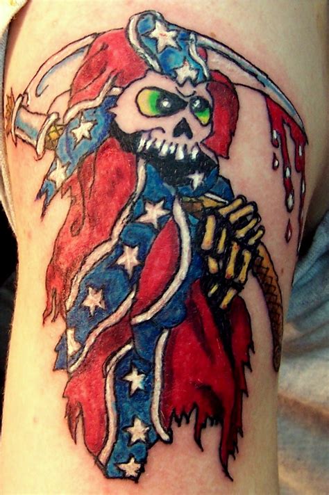 Rebel Flag & Skull Tattoos