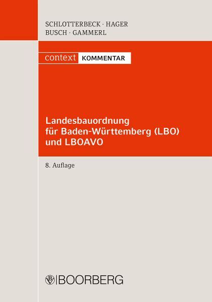 Landesbauordnung für Baden Württemberg LBO von Karlheinz