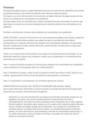 Derecho Financiero El Derecho Financiero Tal Como Lo Se Ala Fernando