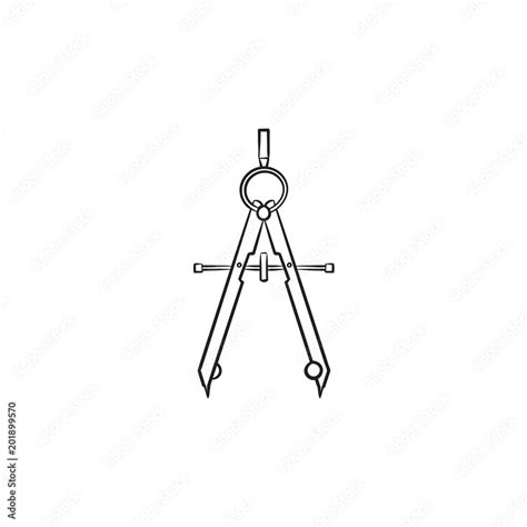 Technical compass hand drawn outline doodle icon. Opened compass with ...