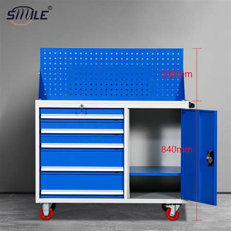 Smile Workshop Garage Metal Tool Cabinet Tool Trolley With Handle And