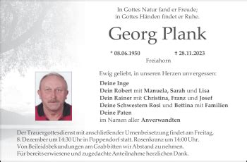 Traueranzeigen Von Georg Plank Nordbayerischer Kurier