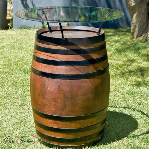 Table Tonneau Avec Plateau En Verre Litres Rose Et Bouchon