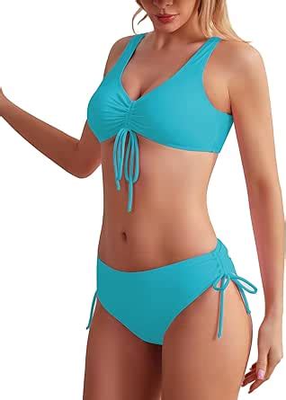 Amazon TASHEHE Women S Sport Bikini Sets Tie Front Swimsuits Sexy