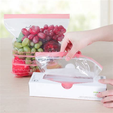 Double Zipper Pack Fresh Keeping Plastic Bag For Vegetable Fruit