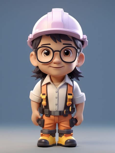 Premium AI Image Tiny Cute Isometric Engineer Soft Smooth Lighting