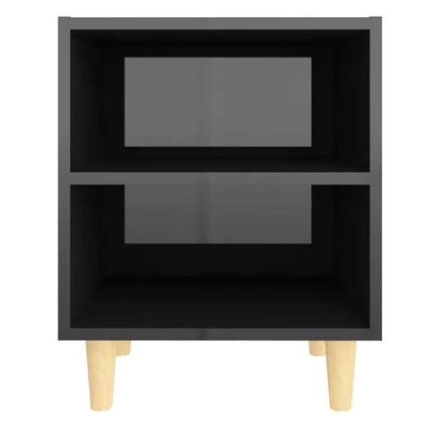 Abb Tables De Chevet Pieds En Bois Pcs Noir Brillant X X Cm