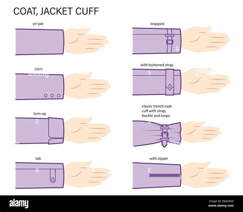 Set Of Cuff Of Coat Jacket In Sleeves Clothes Types Simple Plain