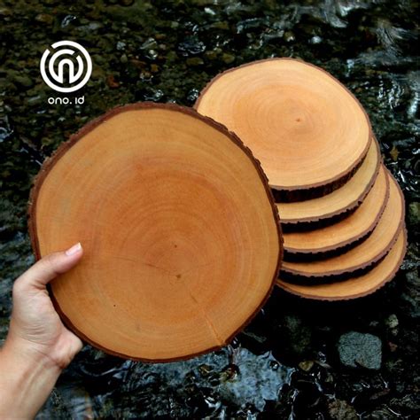 Jual Wood Slice 24 26cm Tatakan Kayu Besar Wooden Coaster