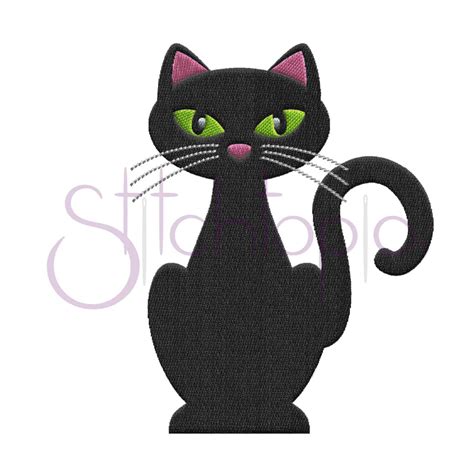 Halloween Black Cat Embroidery Design - Stitchtopia