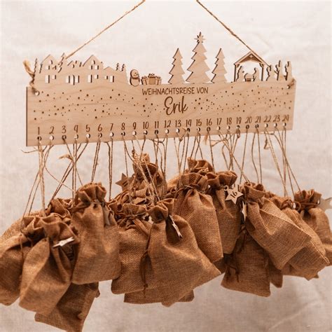 Personalisierter Adventskalender Mit Name Aus Holz F R Kinder Und