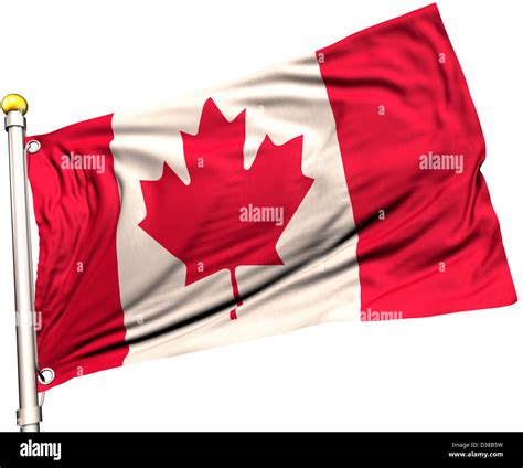 Canada Flag On A Flag Pole Clipping Path Included Silk Texture