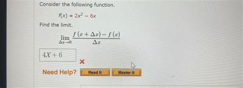 Solved Consider The Following Function F X 2x2 6xfind The