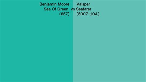 Benjamin Moore Sea Of Green 657 Vs Valspar Seafarer 5007 10A Side