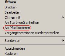 Windowspage Windows Explorer Men Eintrag Als Pfad Kopieren Im