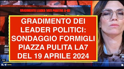 GRADIMENTO DEI LEADER POLITICI SONDAGGIO FORMIGLI PIAZZA PULITA LA7